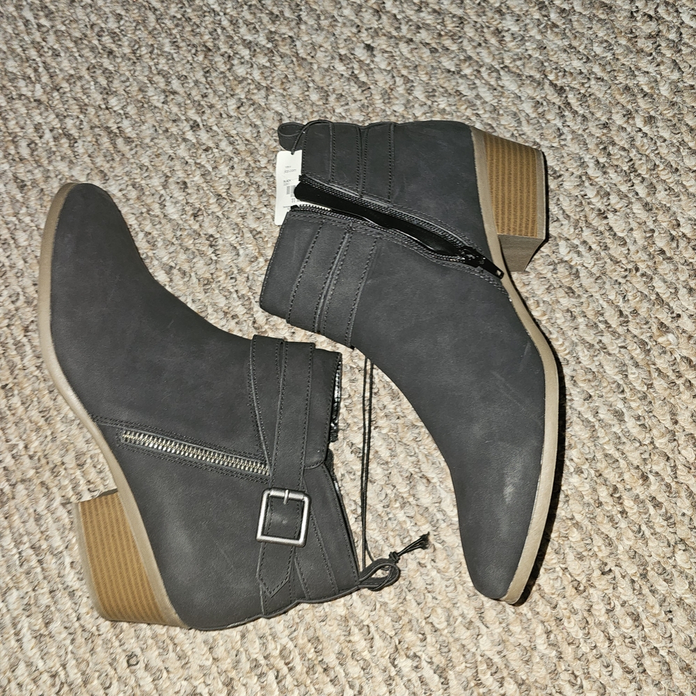 a.n.a Black Ankle Boots with Tan Sole